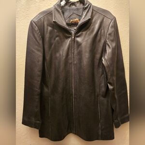 100% Lambskin Leather Jacket • XL • Black Zip Front
